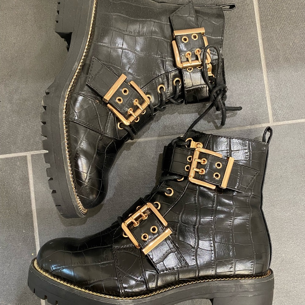 ASOS Combat Boots w/ Gold Accents Size 6